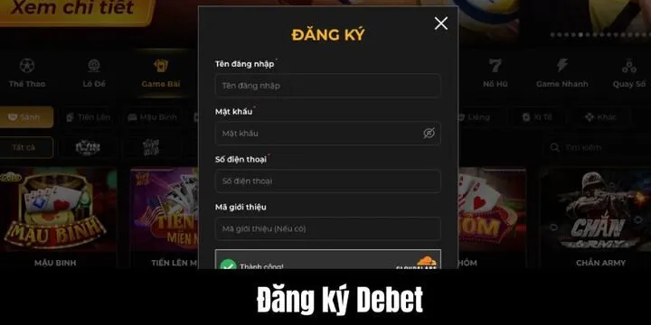 Đăng ký tài khoản và săn ưu đãi Debet