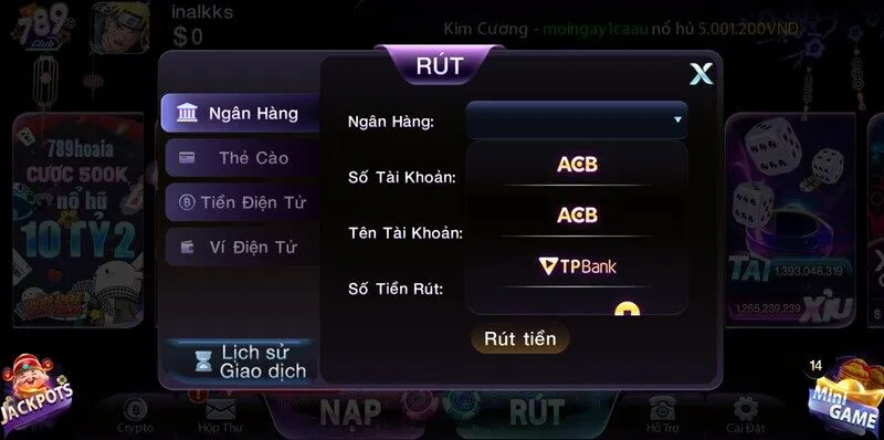 Hướng dẫn anh em thực hiện giao dịch nạp và rút tiền
